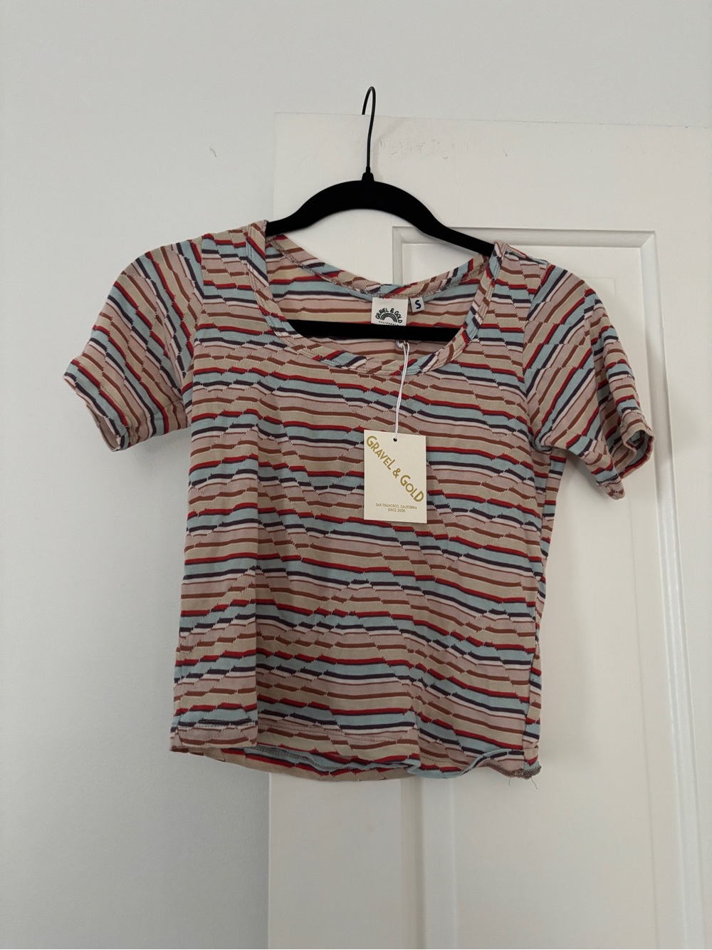 Gravel & Gold Darcy Baby Tee in Ripple Stripe